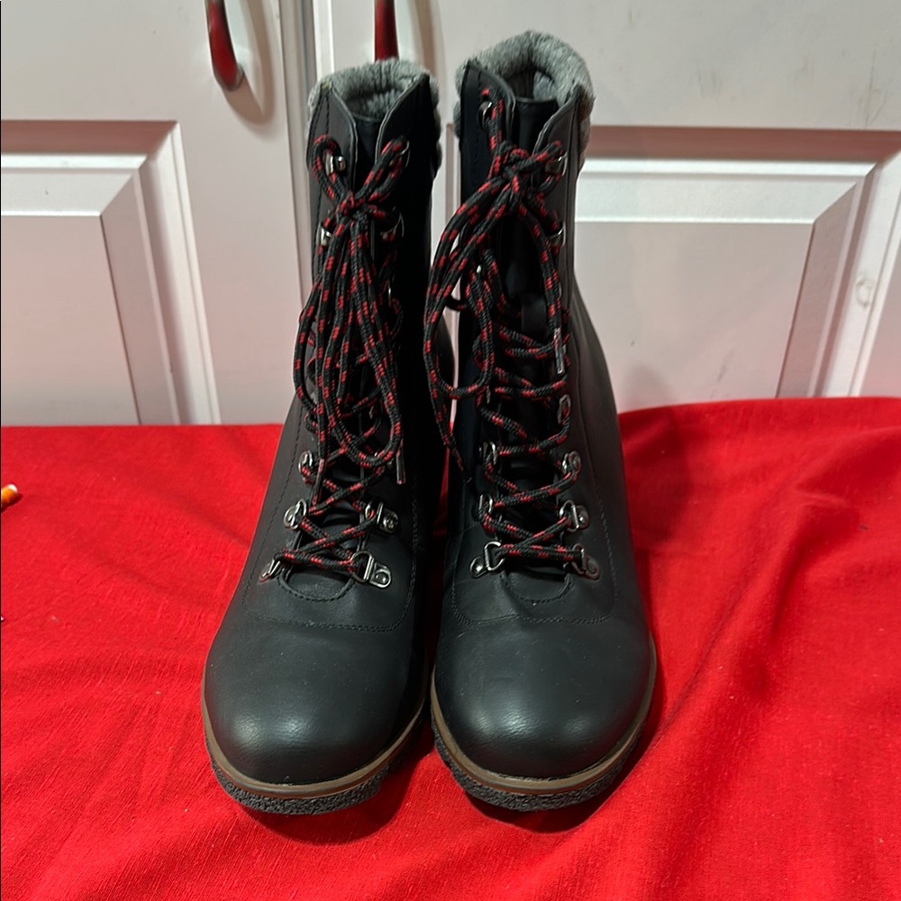 Maurice’s Black Lace-Up Boots with Red Laces